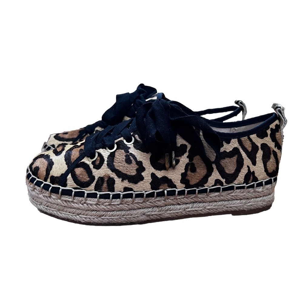 Sam Edelman Espadrille Shoes Womens Size 7.5 Leopard Celina Sneakers Platform